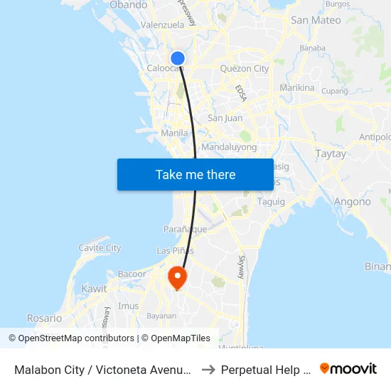 Malabon City / Victoneta Avenue Intersection, Malabon City to Perpetual Help Medical Center map