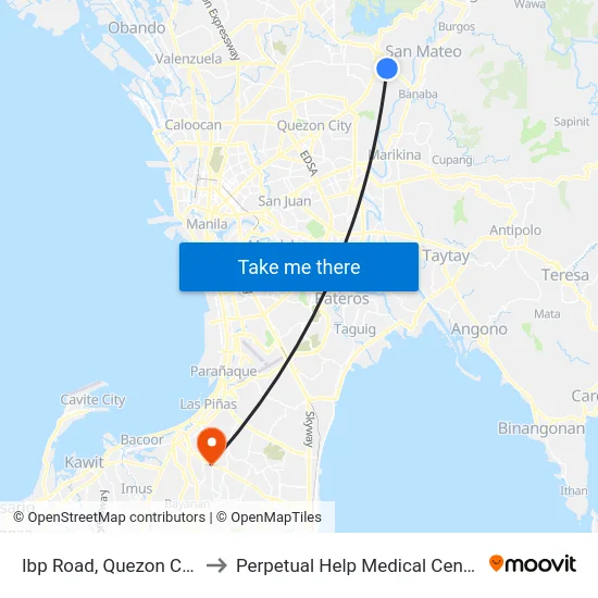 Ibp Road, Quezon City to Perpetual Help Medical Center map