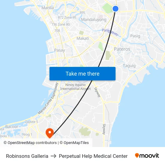 Robinsons Galleria to Perpetual Help Medical Center map