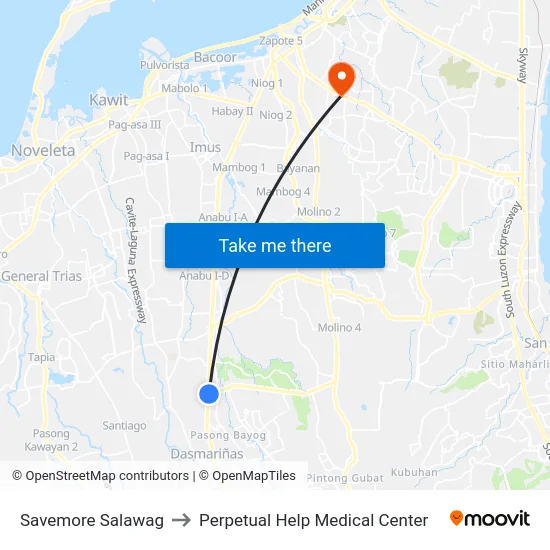Savemore Salawag to Perpetual Help Medical Center map