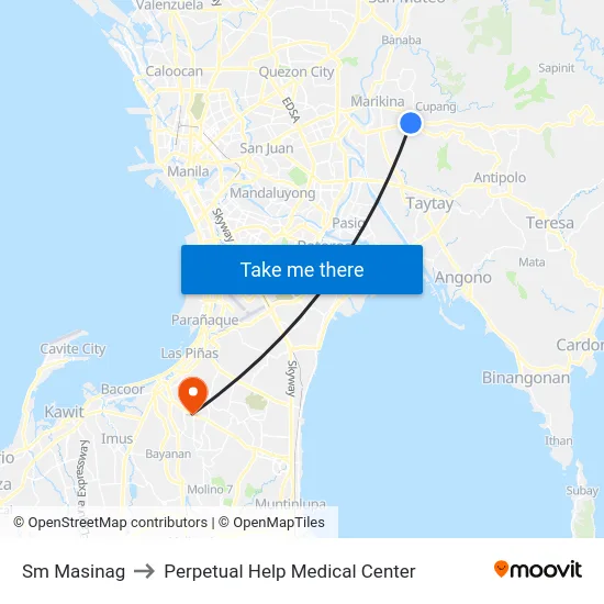 Sm Masinag to Perpetual Help Medical Center map