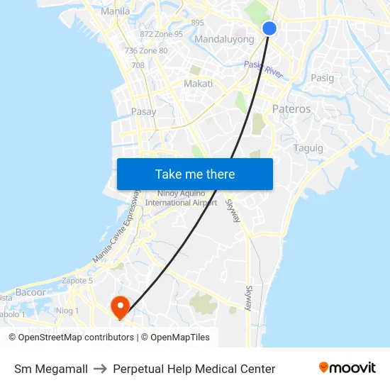 Sm Megamall to Perpetual Help Medical Center map