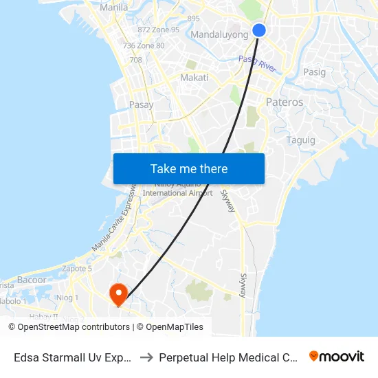 Edsa Starmall Uv Express to Perpetual Help Medical Center map