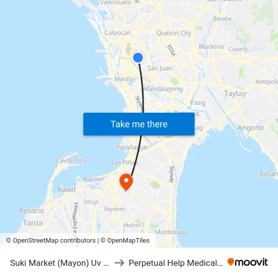 Suki Market (Mayon) Uv Express to Perpetual Help Medical Center map