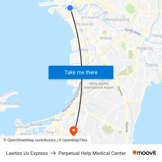 Lawton Uv Express to Perpetual Help Medical Center map