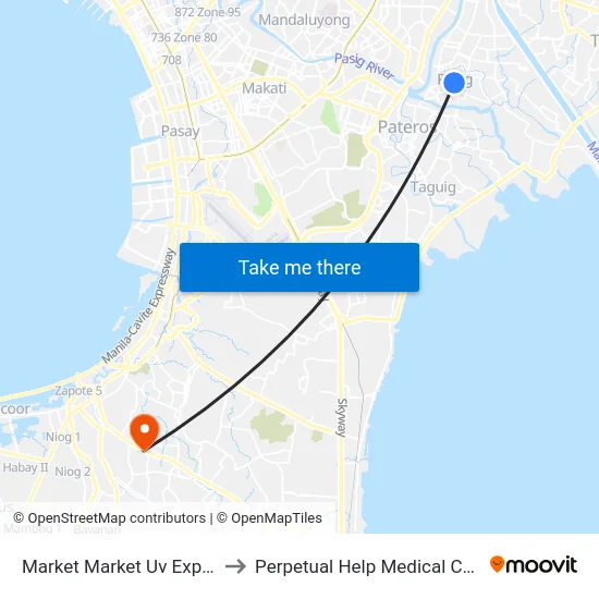 Market Market Uv Express to Perpetual Help Medical Center map