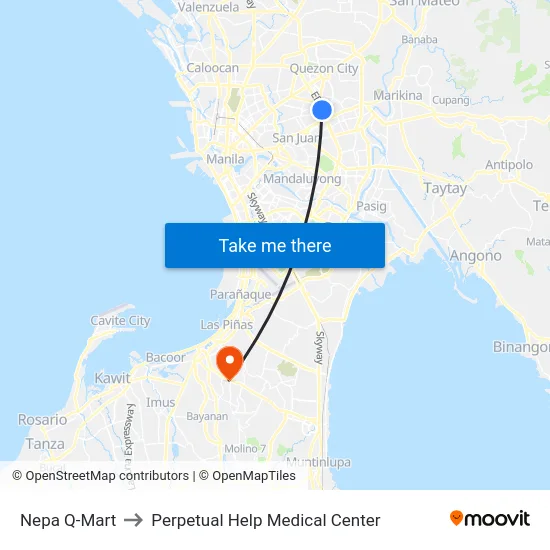 Nepa Q-Mart to Perpetual Help Medical Center map
