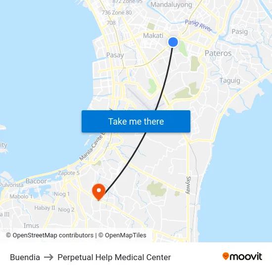 Buendia to Perpetual Help Medical Center map