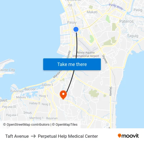 Taft Avenue to Perpetual Help Medical Center map