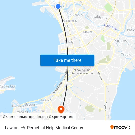 Lawton to Perpetual Help Medical Center map