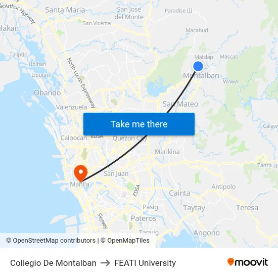 Collegio De Montalban to FEATI University map