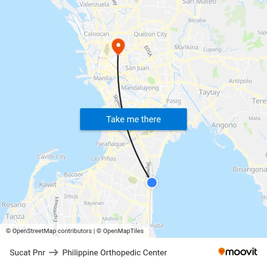 Sucat Pnr to Philippine Orthopedic Center map