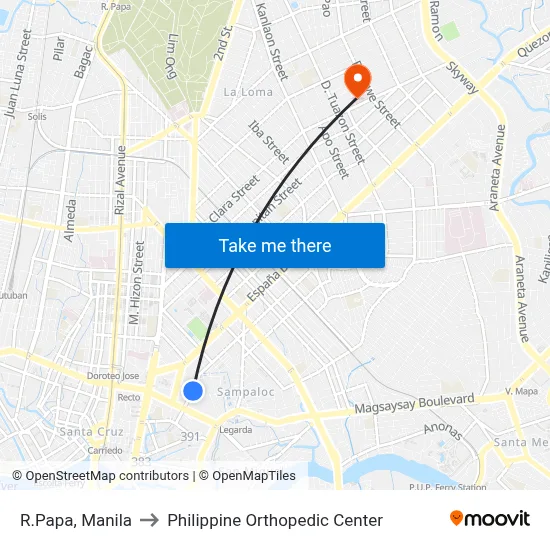R.Papa, Manila to Philippine Orthopedic Center map