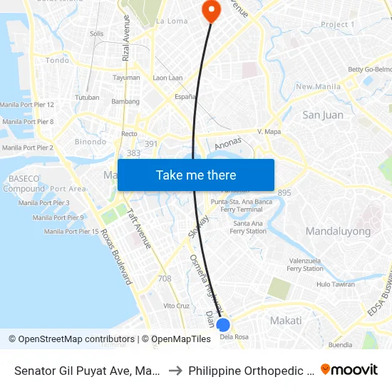 Senator Gil Puyat Ave, Makati City to Philippine Orthopedic Center map
