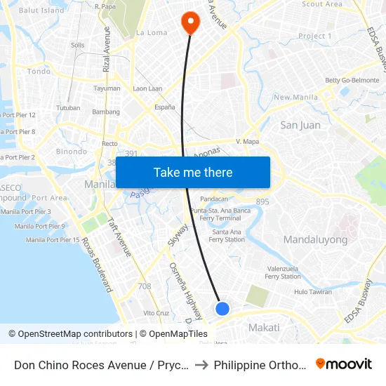 Don Chino Roces Avenue / Pryce Center, Makati City to Philippine Orthopedic Center map