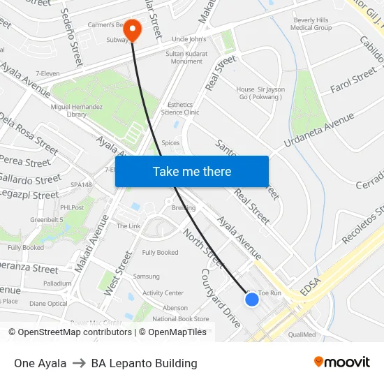 Intercontinental Manila to BA Lepanto Building map