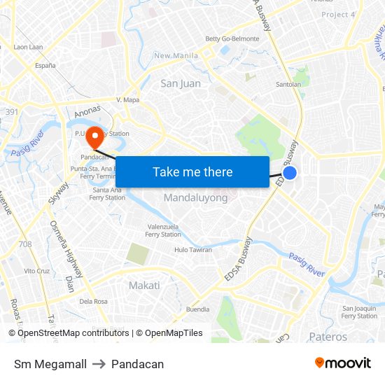 Sm Megamall to Pandacan map