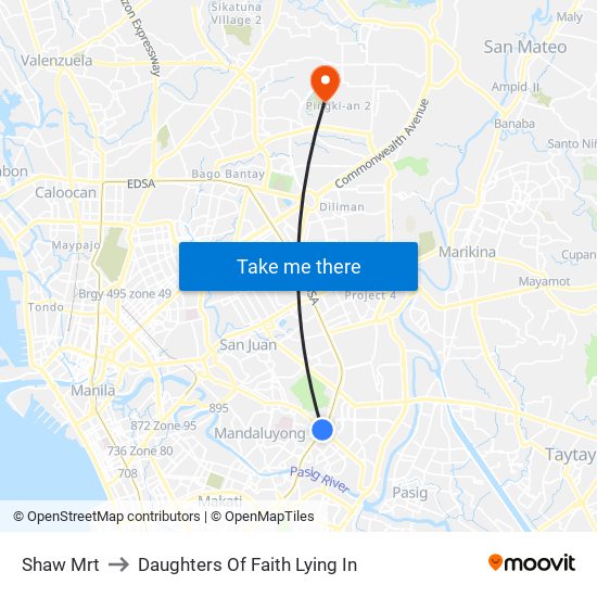 Shaw Mrt to Daughters Of Faith Lying In map