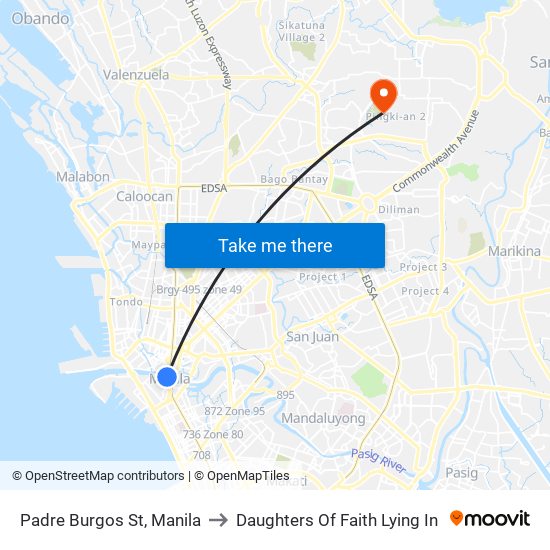 Padre Burgos St, Manila to Daughters Of Faith Lying In map