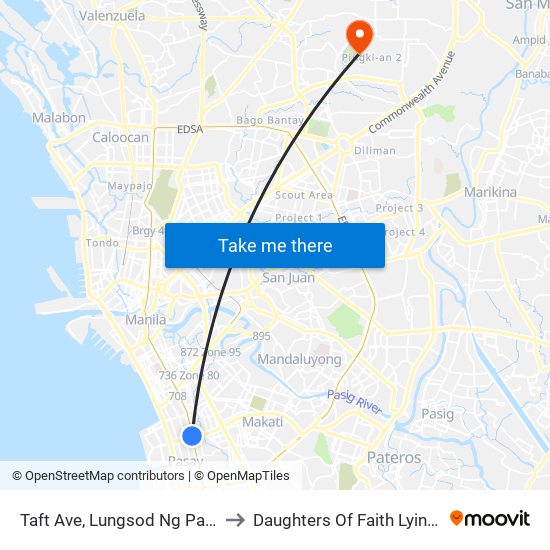 Taft Ave, Lungsod Ng Pasay to Daughters Of Faith Lying In map