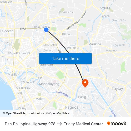 Pan-Philippine Highway, 978 to Tricity Medical Center map