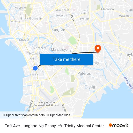 Taft Ave, Lungsod Ng Pasay to Tricity Medical Center map