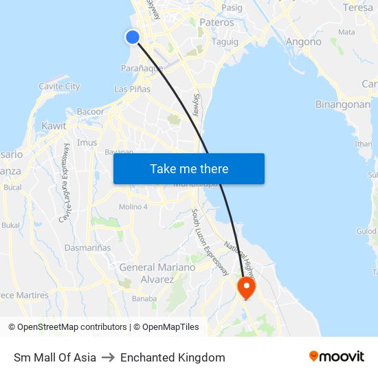 Sm Mall Of Asia to Enchanted Kingdom map