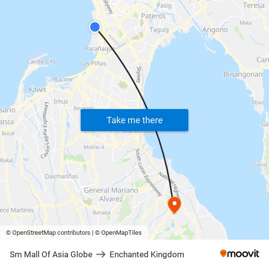 Sm Mall Of Asia Globe to Enchanted Kingdom map