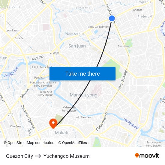 Quezon City, Manila to Yuchengco Museum, Makati City with public ...
