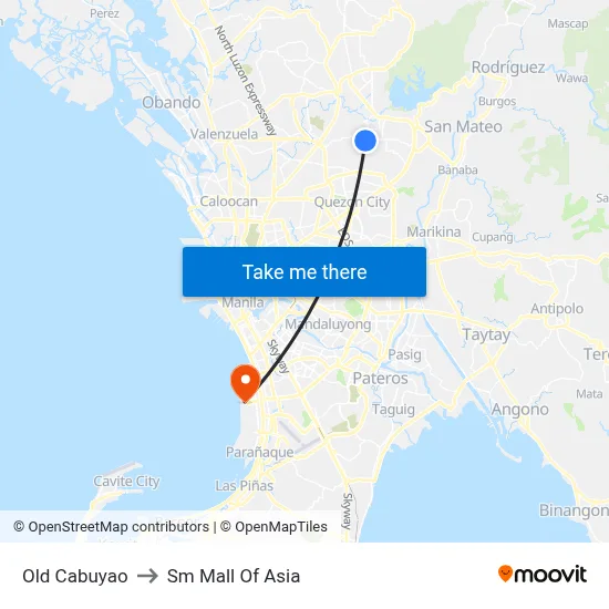 Old Cabuyao to Sm Mall Of Asia map