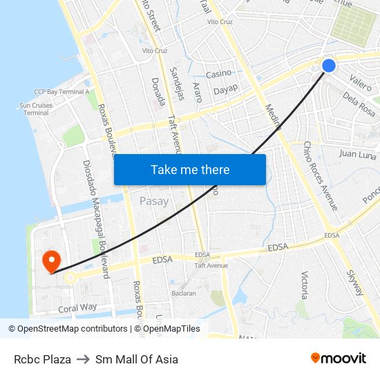 Rcbc Plaza to Sm Mall Of Asia map