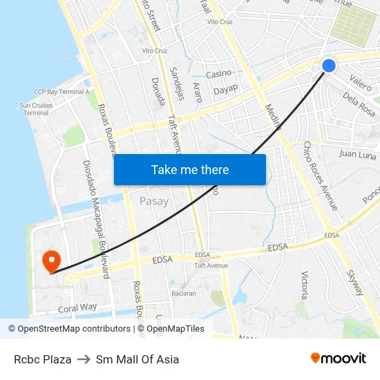 Rcbc Plaza to Sm Mall Of Asia map