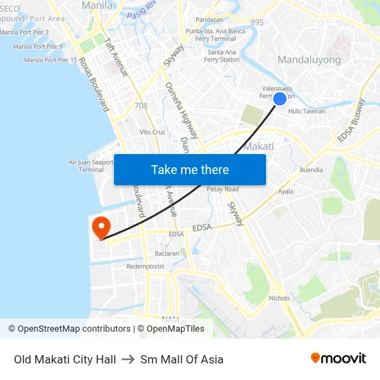 Old Makati City Hall to Sm Mall Of Asia map