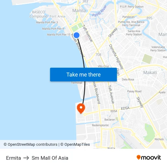 Ermita to Sm Mall Of Asia map