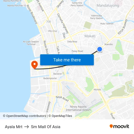Ayala Mrt to Sm Mall Of Asia map