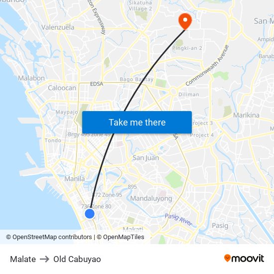 Malate to Old Cabuyao map