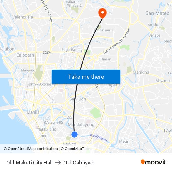 Old Makati City Hall to Old Cabuyao map