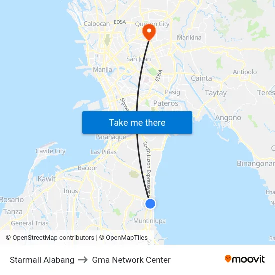 Starmall Alabang to Gma Network Center map
