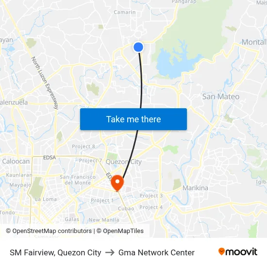 SM Fairview, Quezon City to Gma Network Center map