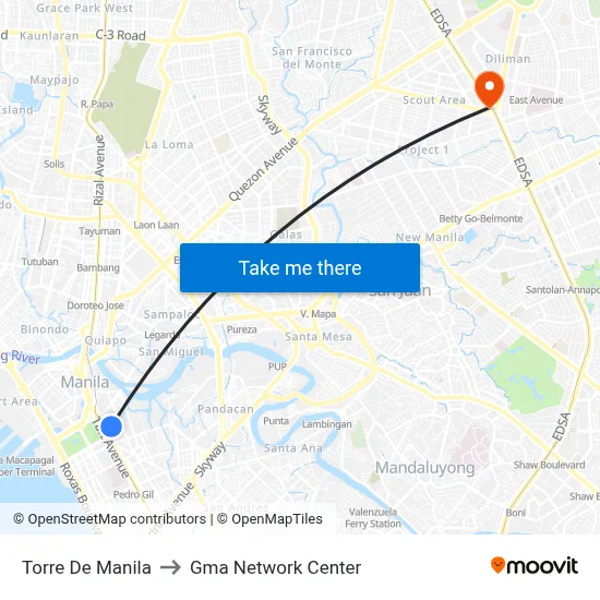 Torre De Manila to Gma Network Center map