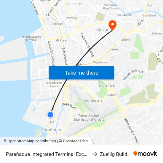 Parañaque Integrated Terminal Exchange to Zuellig Building map