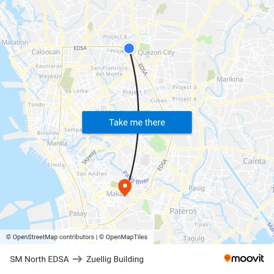 SM North EDSA to Zuellig Building map