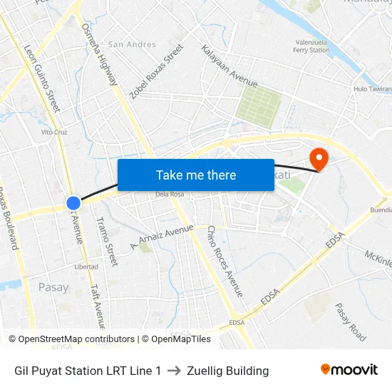 Gil Puyat Station LRT Line 1 to Zuellig Building map