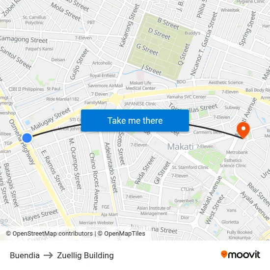Buendia to Zuellig Building map