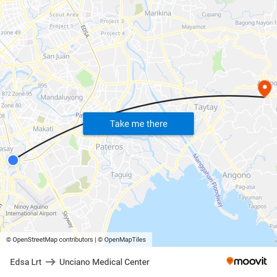 Edsa Lrt to Unciano Medical Center map