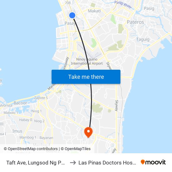 Taft Ave, Lungsod Ng Pasay to Las Pinas Doctors Hospital map