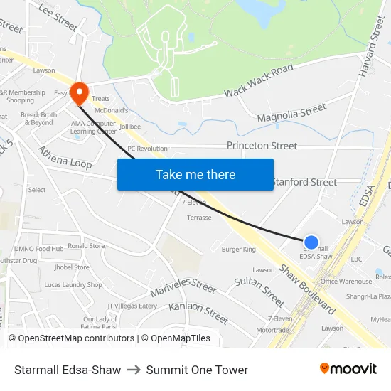 Starmall Edsa-Shaw to Summit One Tower map