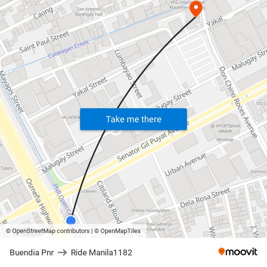 Buendia Pnr to Ride Manila1182 map