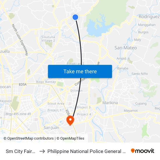 Sm City Fairview to Philippine National Police General Hospital map