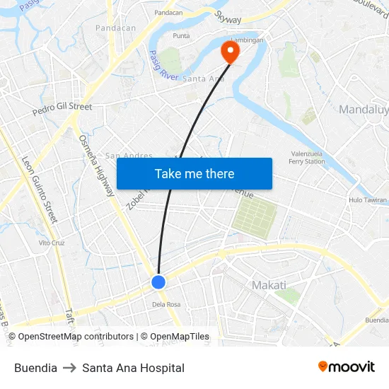 Buendia to Santa Ana Hospital map